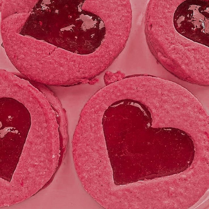 Pink heart jam cookies in a soft lovecore style